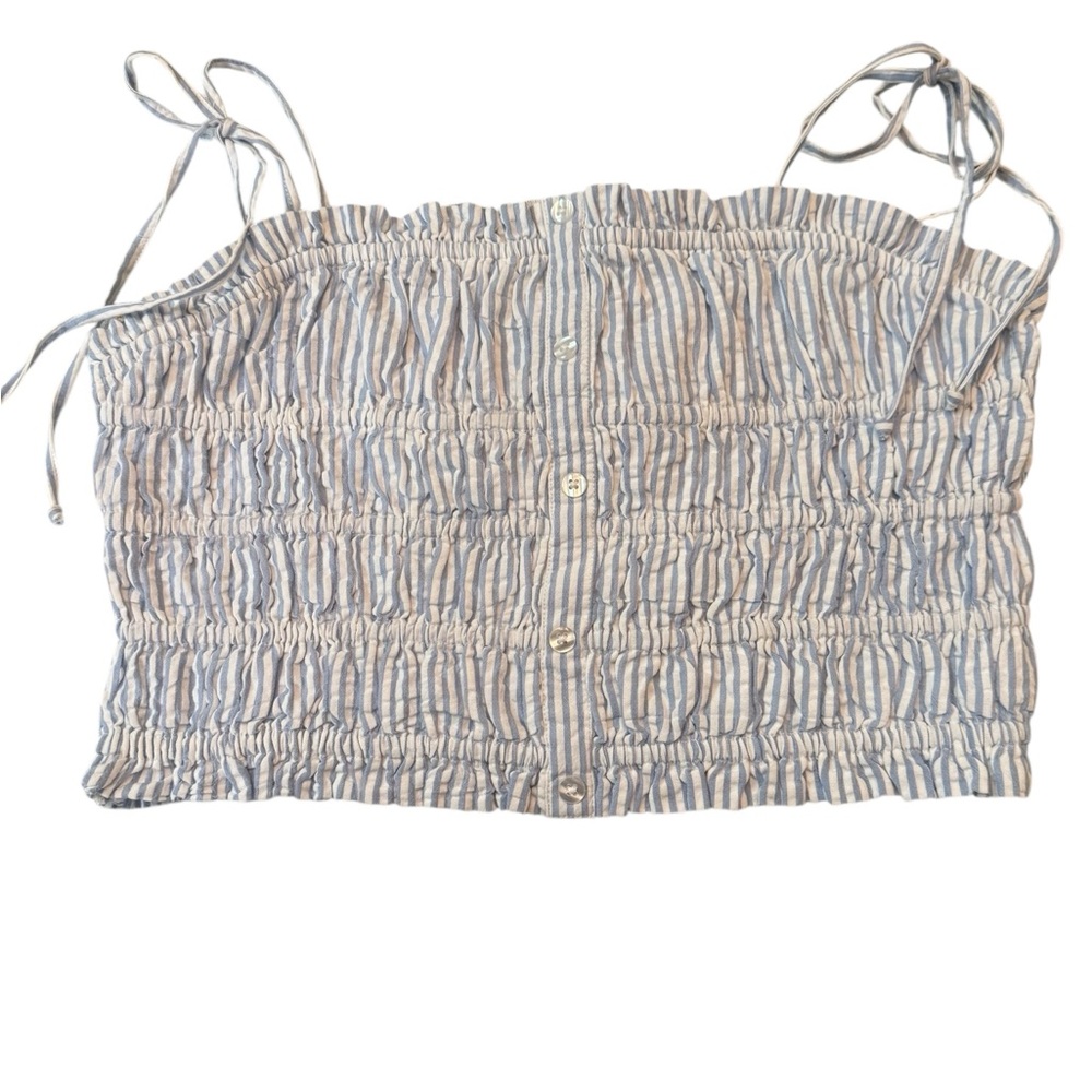 Blue and White Striped Women's Crop Top